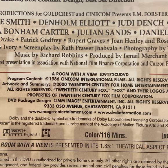 2 Rom-Com DVDs:  Sabrina (1995) with Harrison Ford and A Room with a View (1986) - Picture 7 of 9